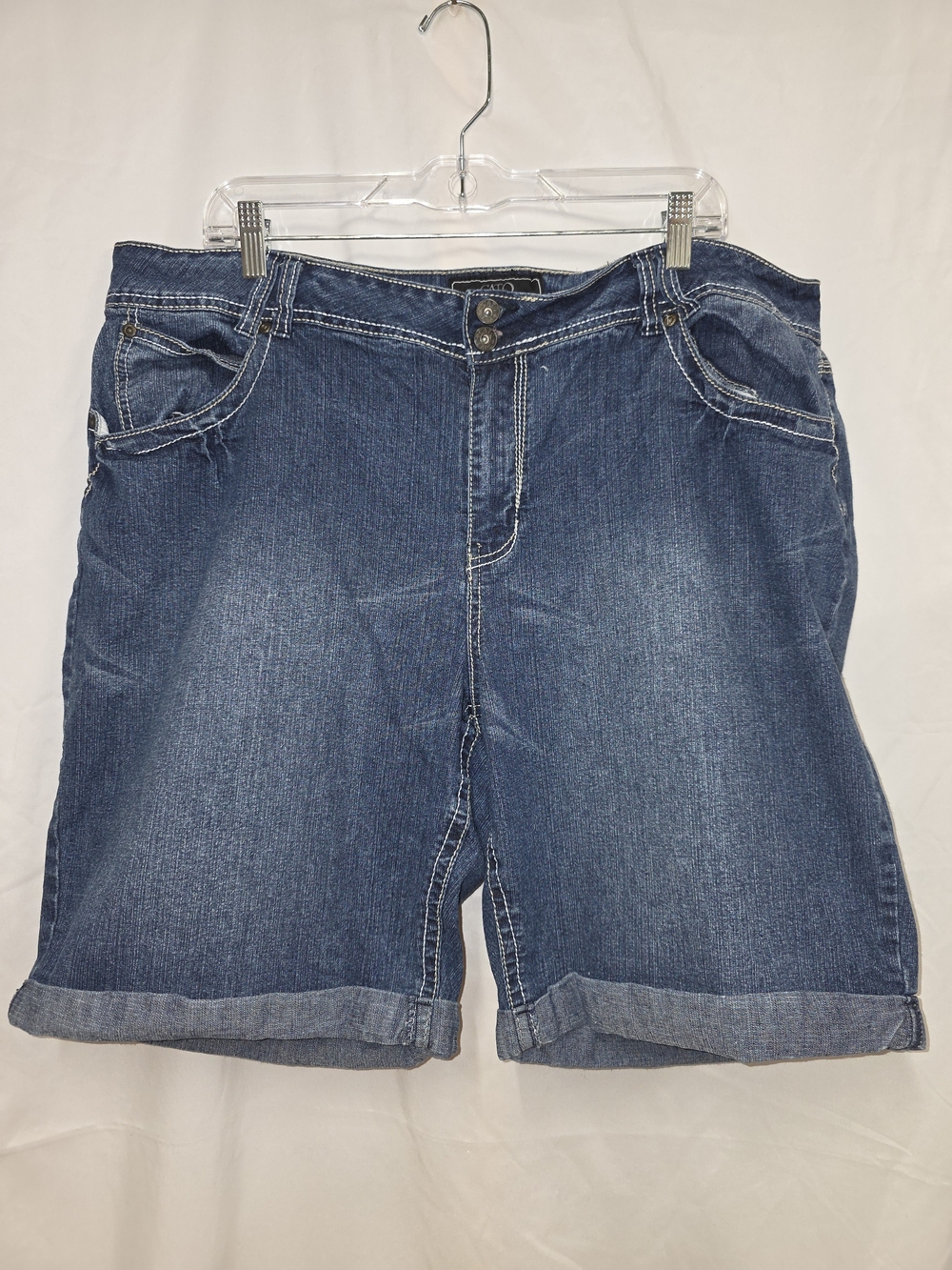 Cato Blue Roll-Cuff Denim Bermuda Shorts